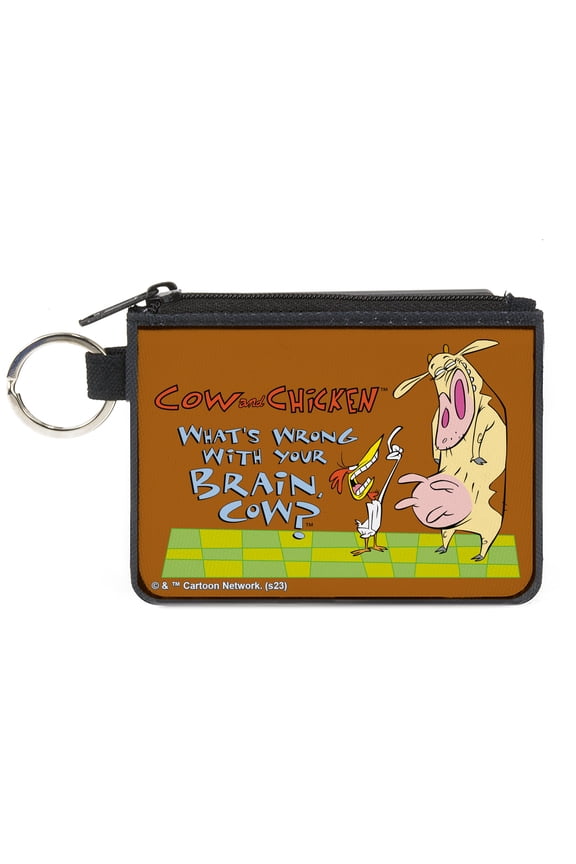 Warner Bros. Animation Wallet, Coin Purse, Cow and Chicken Whats Wrong with Your Brain Pose Brown, Canvas