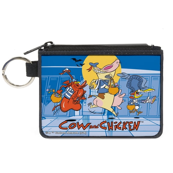 Warner Bros. Animation Wallet, Coin Purse, Cow and Chicken with Red Guy Running Pose and Title Logo Blue, Canvas