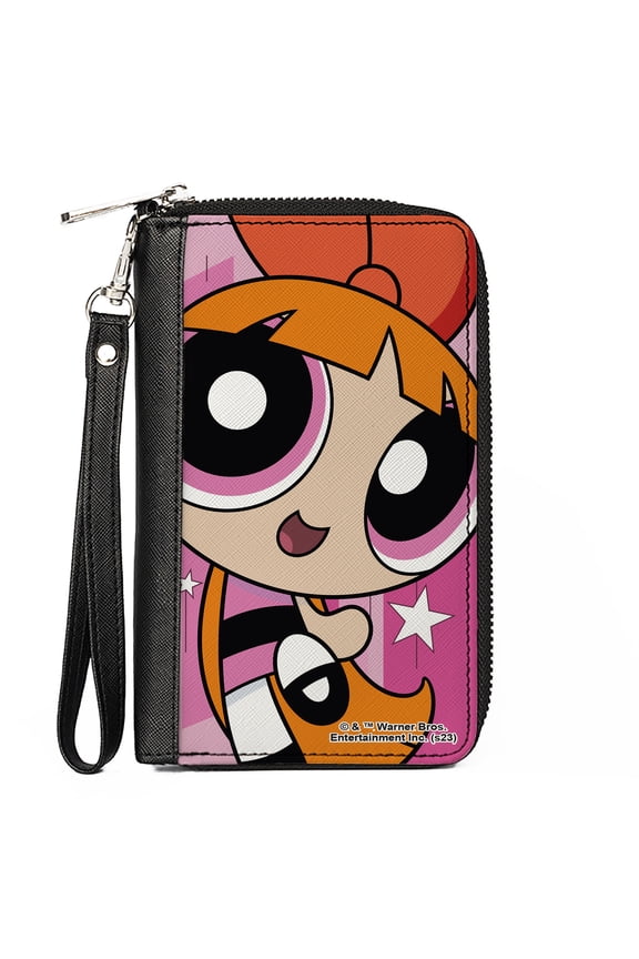 Warner Bros. Animation Wallet, Zip Around, The Powerpuff Girls Blossom Close-Up Pose Pinks, Vegan Leather