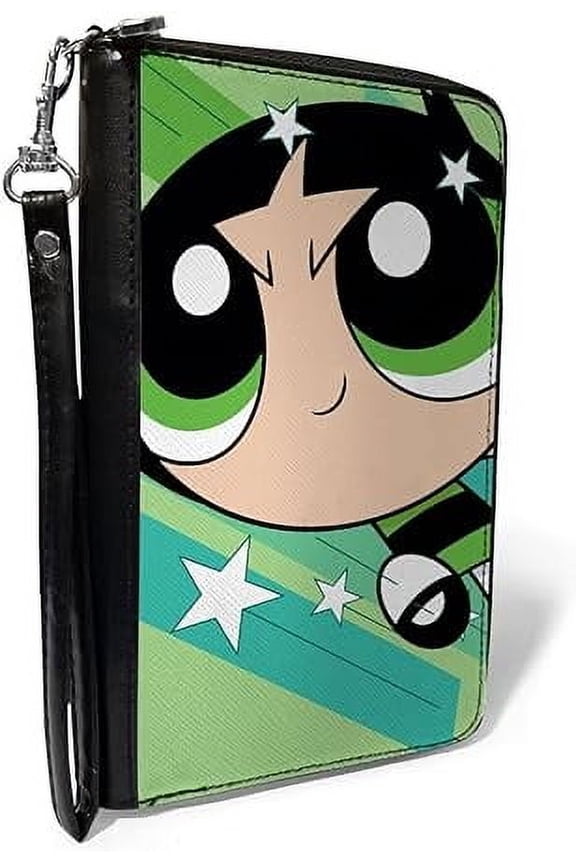 Warner Bros. Animation Wallet, Zip Around, The Powerpuff Girls Buttercup Close-Up Pose Greens, Vegan Leather