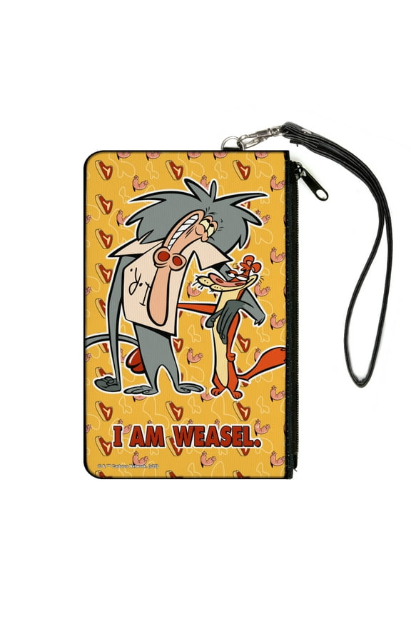 Warner Bros. Animation Wallet, Zip Clutch, I Am Weasel IR Baboon Pose and Title Logo Yellows, Canvas