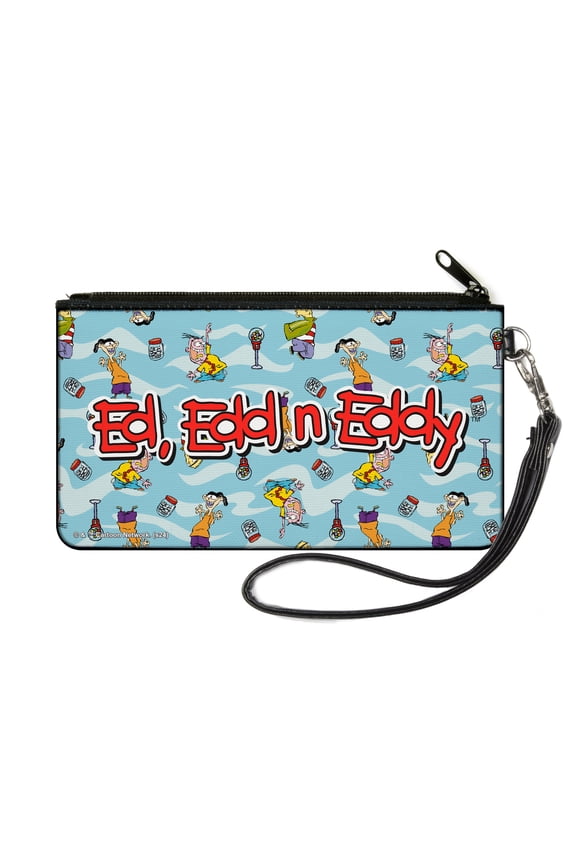 Warner Bros. Animation Wallet, Zip Pouch, Ed Edd N Eddy Title Logo and Character Poses Scattered Blues, Canvas