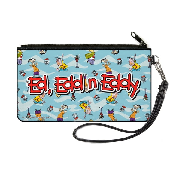 Warner Bros. Animation Wallet, Zip Pouch, Ed Edd N Eddy Title Logo and Character Poses Scattered Blues, Canvas