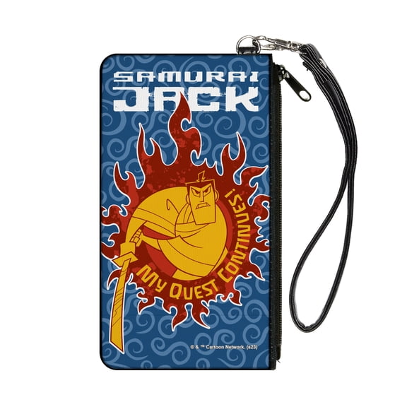 Warner Bros. Animation Wallet, Zip Pouch, Samurai Jack My Quest Continues Katana Pose Swirl Blues, Canvas