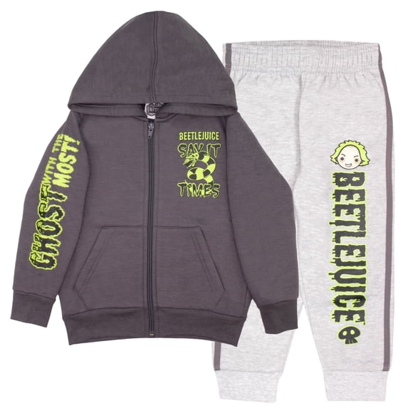 Warner Bros Beetlejuice Halloween Costume Layering Fleece Hoodie and Pants Set (Little and Big Boys), 2-Piece Sizes 4-12