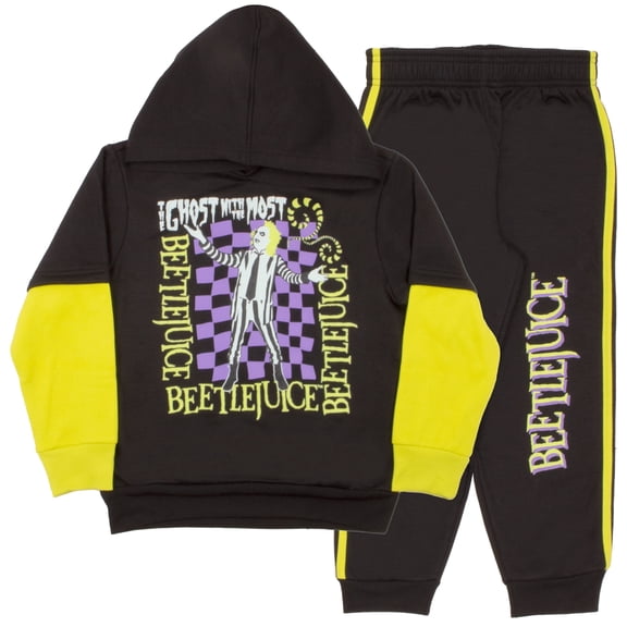 Warner Bros Beetlejuice Boys Matching Sets Pullover Hoodie and Pants Fleece Set for Boys 2 Piece Bundle with Graphic Print (Size 4-12)