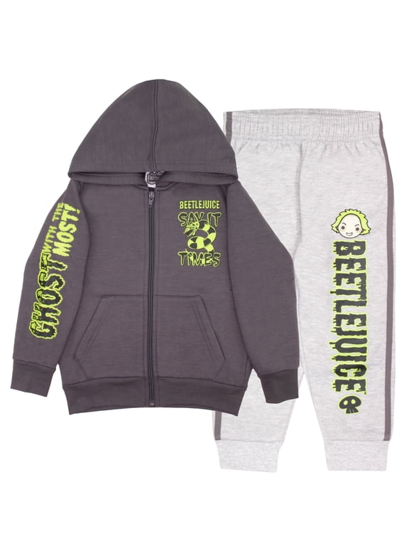 Warner Bros Beetlejuice Halloween Costume Layering Fleece Hoodie and Pants Set (Little and Big Boys), 2-Piece Sizes 4-12