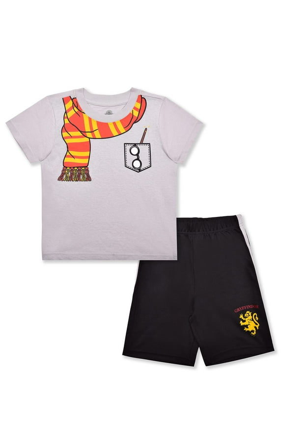 Warner Bros Boy's 2-Piece Harry Potter Tee Shirt and Taped Short Set, Grey, 7