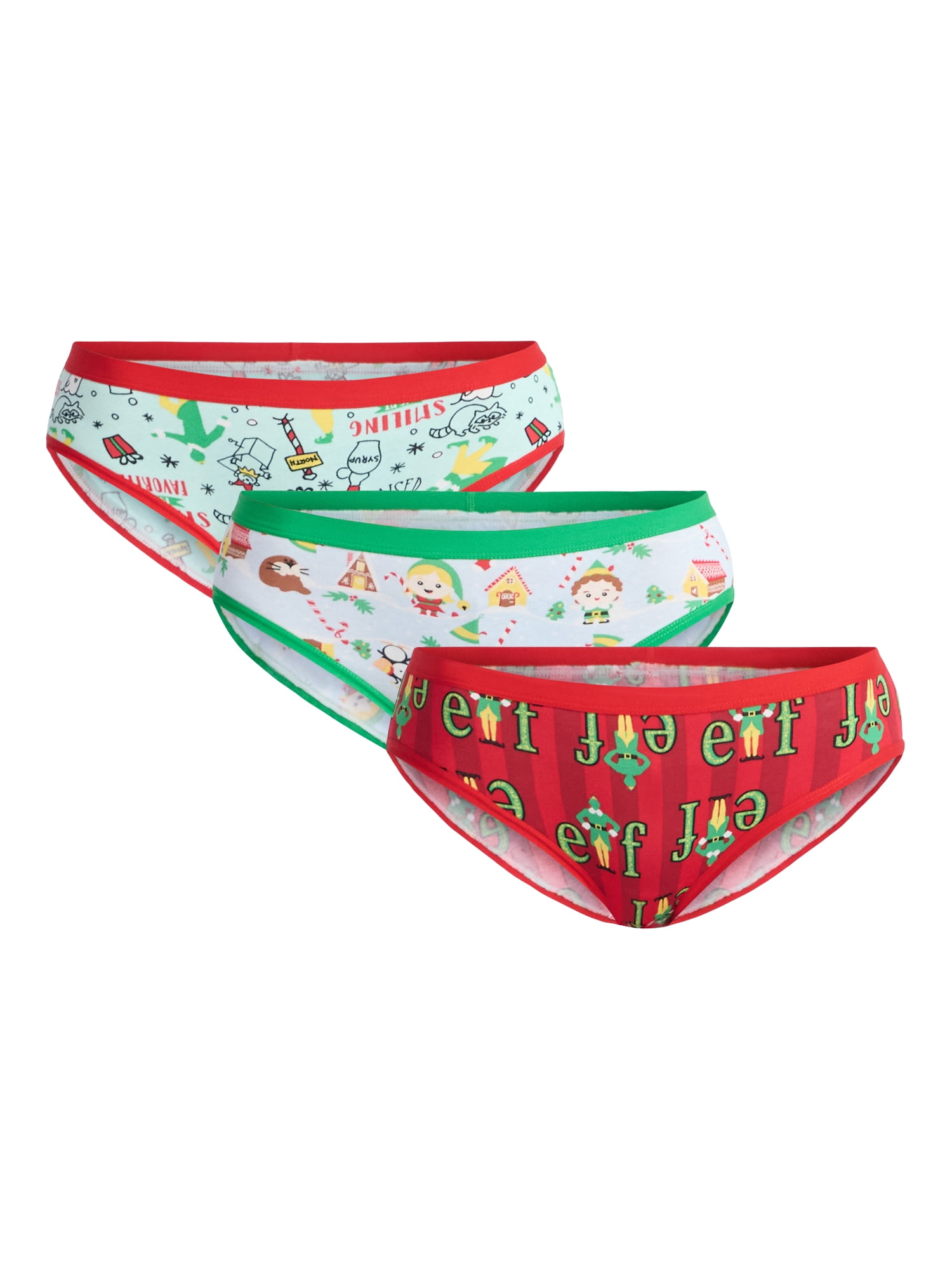 Warner Bros Buddy the Elf Women's Christmas Hipster Panties, 3-Pack, Sizes S-XXL