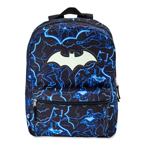 Warner Bros. DC Batman Kids' Glow in the Dark Black Blue Backpack