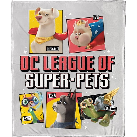 Warner Bros DC Superpets Unite Kids Silk Touch Throw Blanket