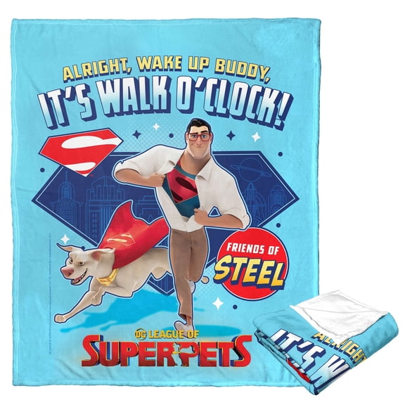 Warner Bros DC Superpets Walk O Clock Kids Silk Touch Throw Blanket