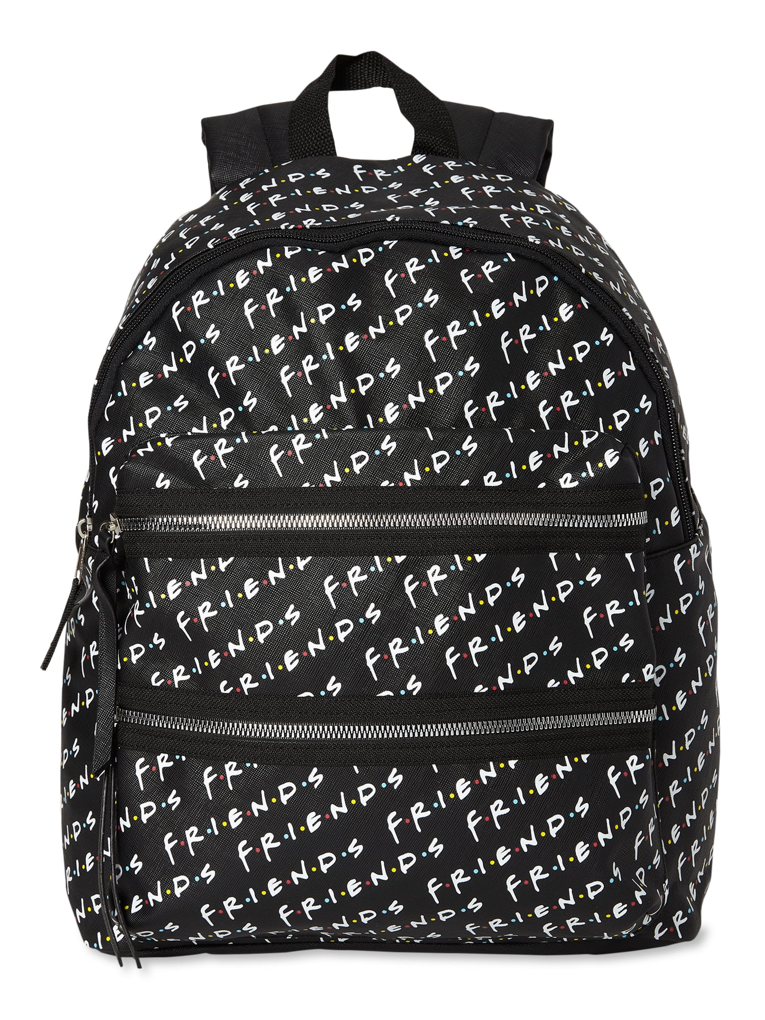 friends quotes mini backpack Bioworld TV Show Allover Toss Print Faux Saffiano Leather Bag who live in the same apartment complex and face life and love in New York Warner Bros. Friends Womens Black