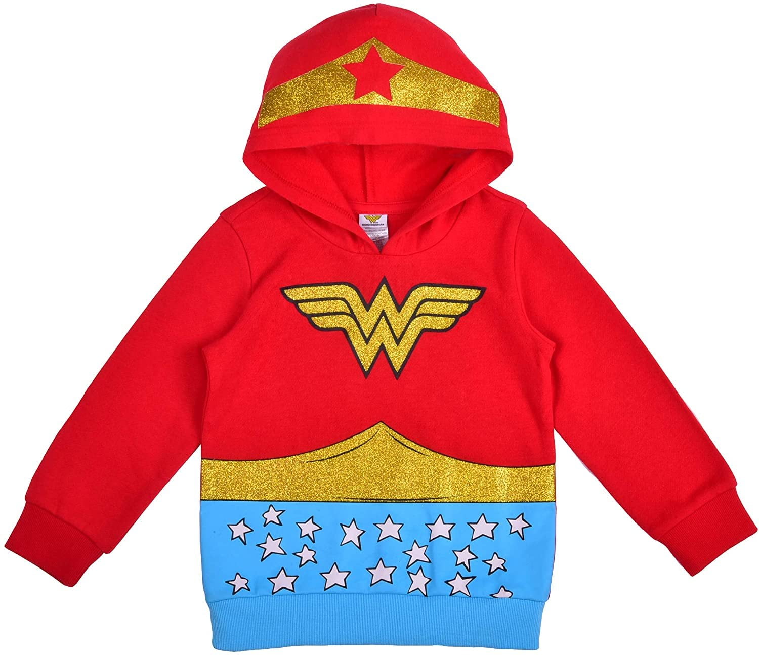 Warner Bros Girl's Wonder Woman Full Zip Hooded Fashion Jacket for Toddlers