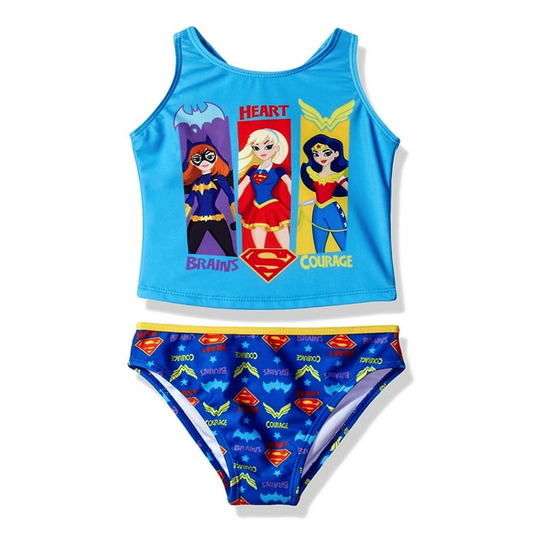 Warner Bros. Girls DC Super Hero Tankini Two Piece Swimsuit