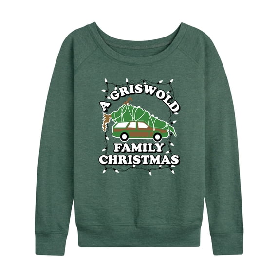 Warner Bros. - Griswold Family Christmas Tree Women's Lightweight French Terry Wide Neck Long Sleeve Graphic Shirt