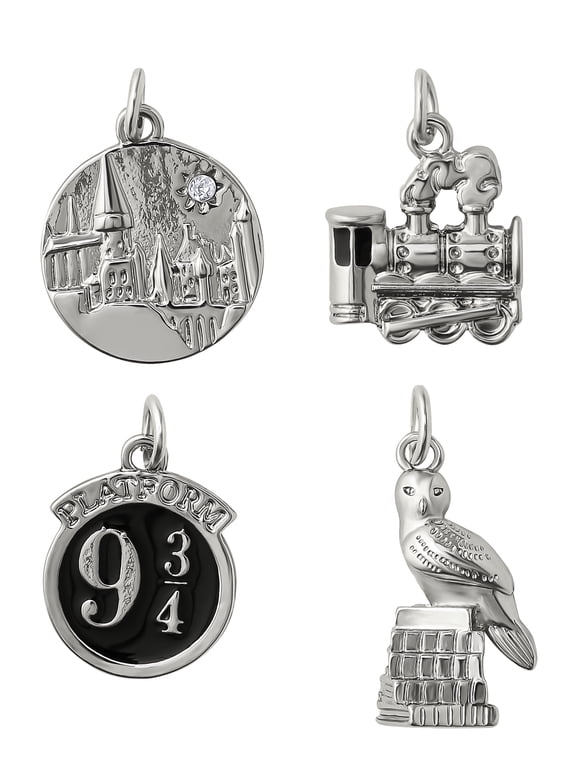Warner Bros- Harry Potter Base Metal Silver-Tone and Enamel Adult/Tween 4-Piece Charm Set