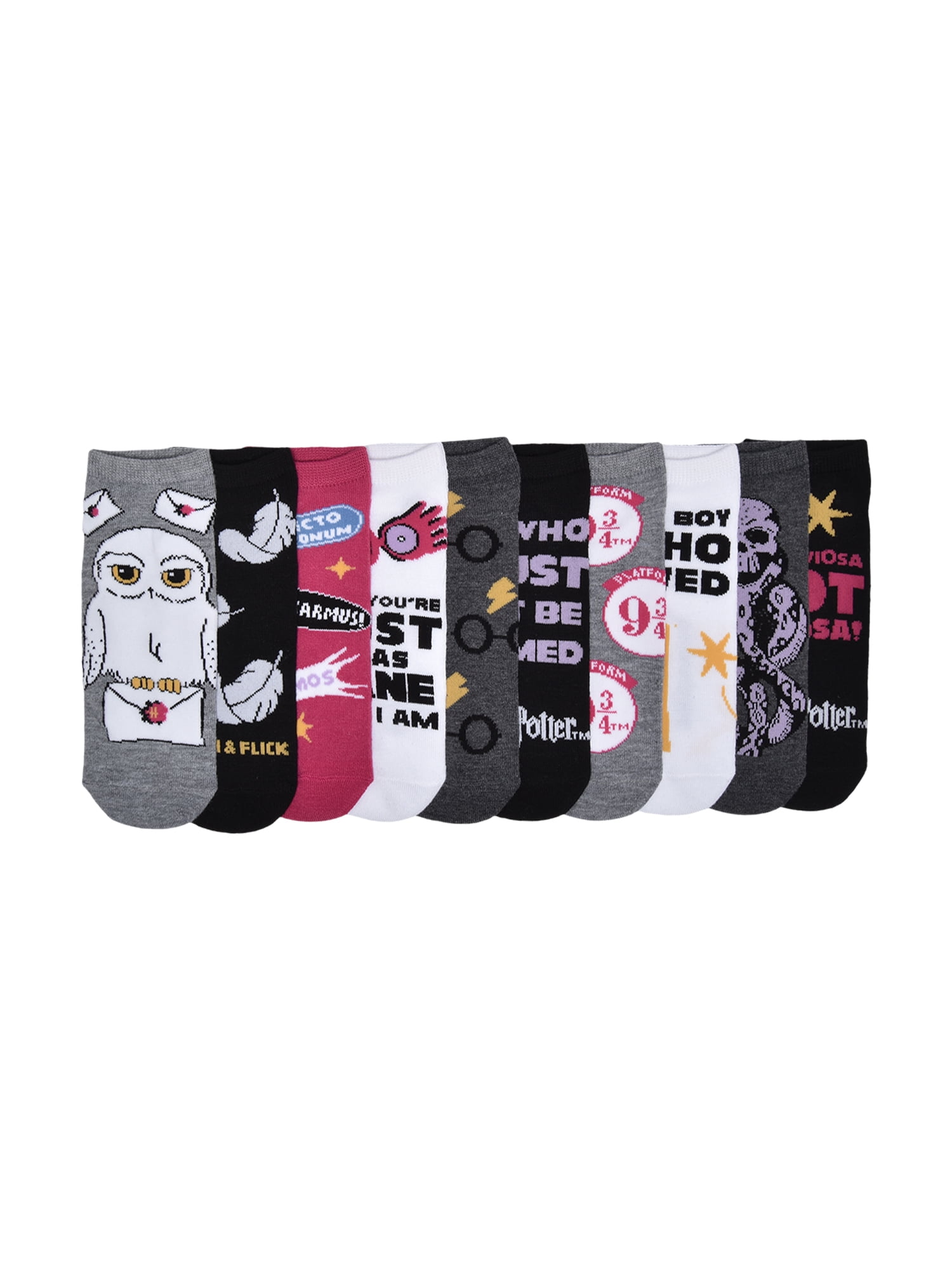 Warner Bros Harry Potter Womens 10-Pack Low-Cut Socks, Shoe Size 4-10