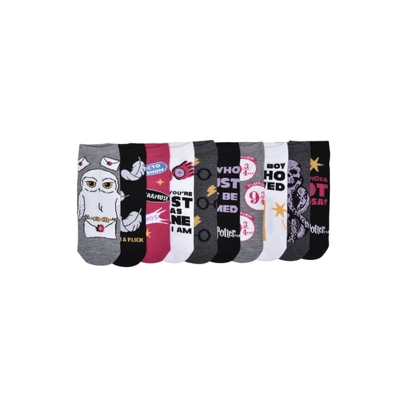 Warner Bros Harry Potter Womens 10-Pack Low-Cut Socks, Shoe Size 4-10