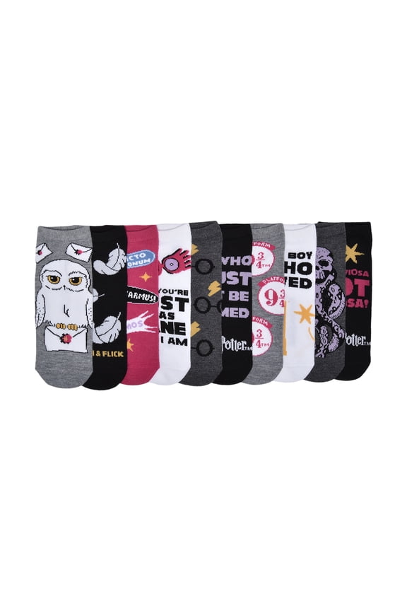 Warner Bros Harry Potter Womens 10-Pack Low-Cut Socks, Shoe Size 4-10
