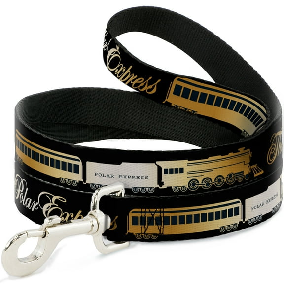 Warner Bros. Holiday Movies Pet Leash, Dog Leash, Polar Express Train Cars Black Golds, 4 Feet Long 1.0 Inch Wide