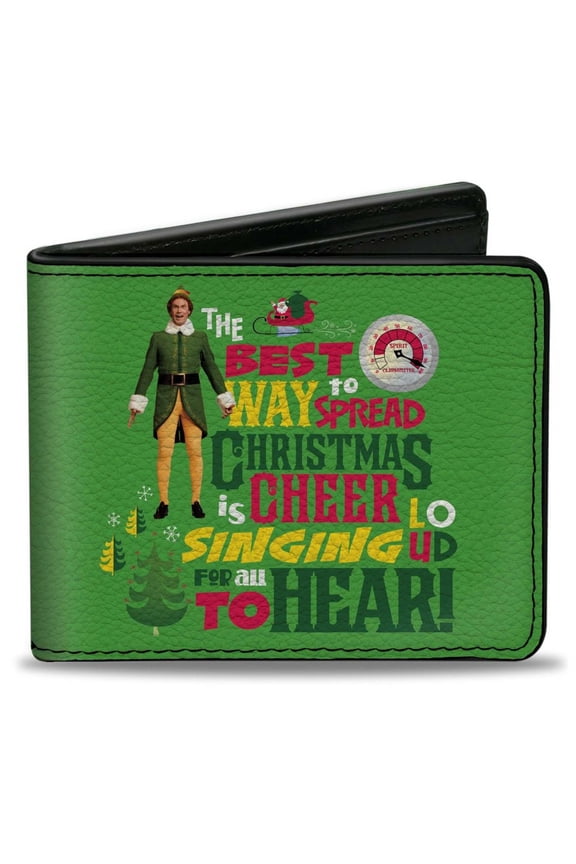 Warner Bros. Holiday Movies Wallet, Bifold, Elf Buddy the Best Way to Spread Christmas Cheer Quote, Vegan Leather