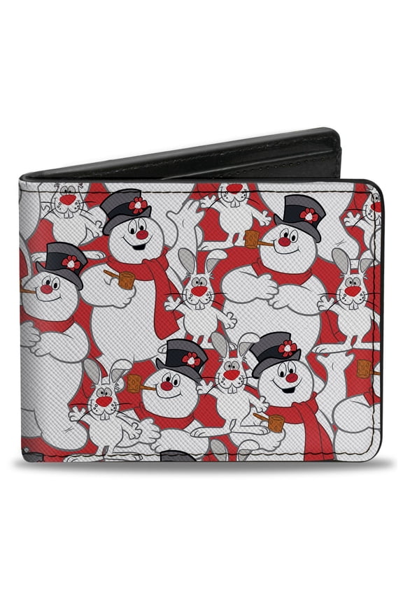 Warner Bros. Holiday Movies Wallet, Bifold, Frosty the Snowman and Hocus Pocus Bunny Poses Stacked Red, Vegan Leather