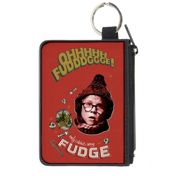 Warner Bros. Holiday Movies Wallet, Coin Purse, A Christmas Story Ralphie Oh Fudge Collage Reds Greens, Canvas