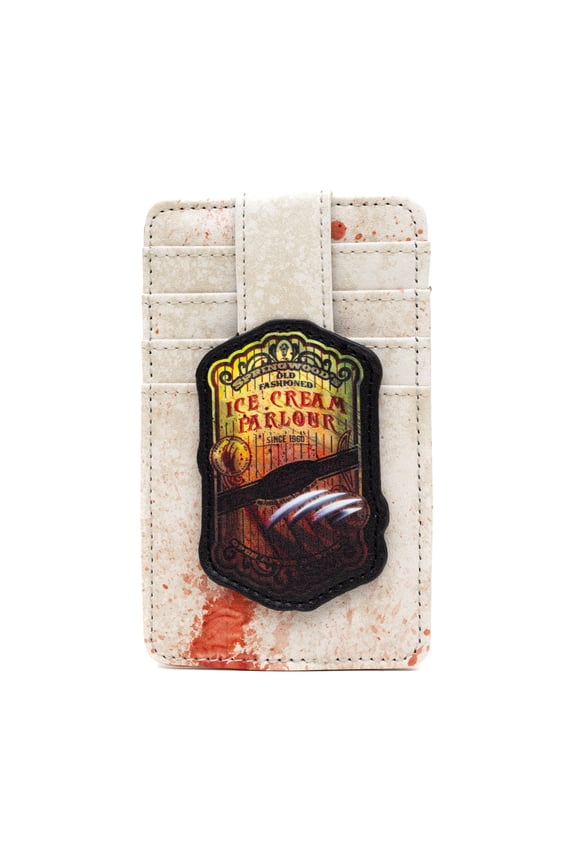 Warner Bros. Horror Movie Wallet, Character Wallet ID Card Holder, A Nightmare on Elm St Springwoods Ice Cream Parlour Tans Red, 3.0" x 5.0"