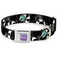 thumbnail image 1 of Warner Bros. Horror Movies Pet Collar, Dog Collar Metal Seatbelt Buckle, Beetlejuice Sandworm Healftone Repeat Black Gray, 16 to 23 Inches 1.5 Inch Wide, 1 of 9