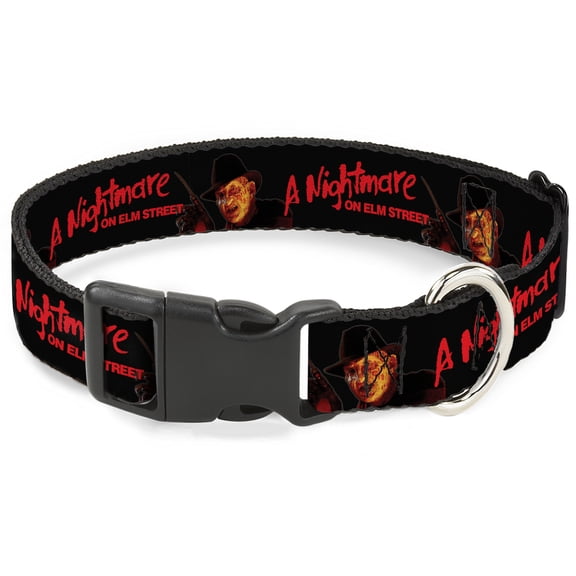 Warner Bros. Horror Movies Pet Collar, Dog Collar Plastic Buckle, A Nightmare on Elm St Freddy Krueger Blade Glove Pose Black, 9.5 to 14.5 Inches 0.5 Inch Wide