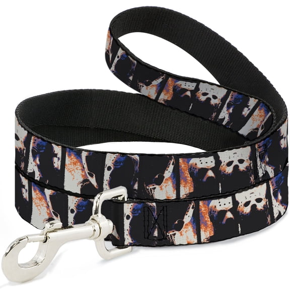 Warner Bros. Horror Movies Pet Leash, Dog Leash, Friday the 13th Jason Hockey Mask Pose Blocks, 4 Feet Long 1.0 Inch Wide