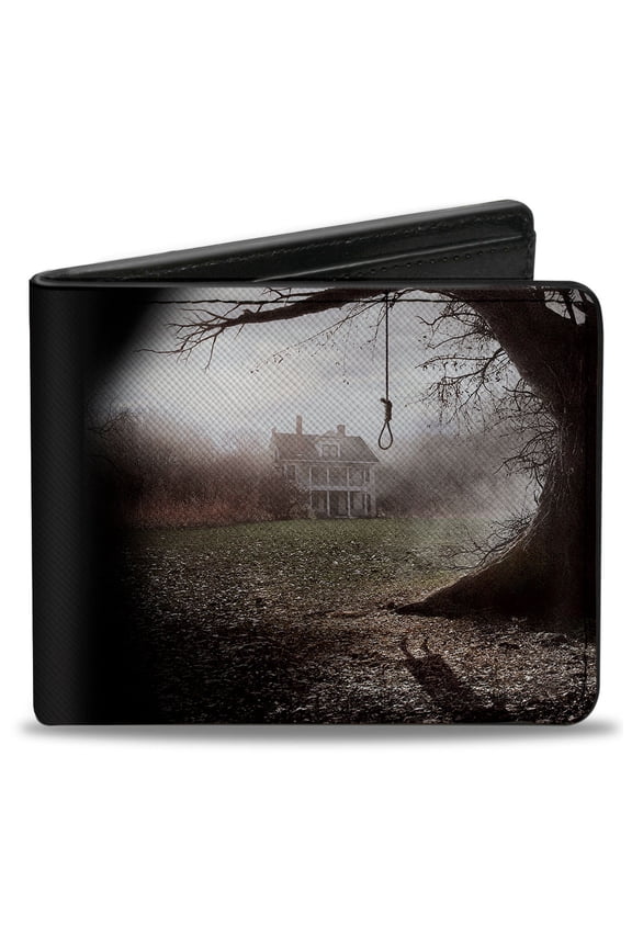 Warner Bros. Horror Movies Wallet, Bifold, The Conjuring House Scene Logo Black White, Vegan Leather