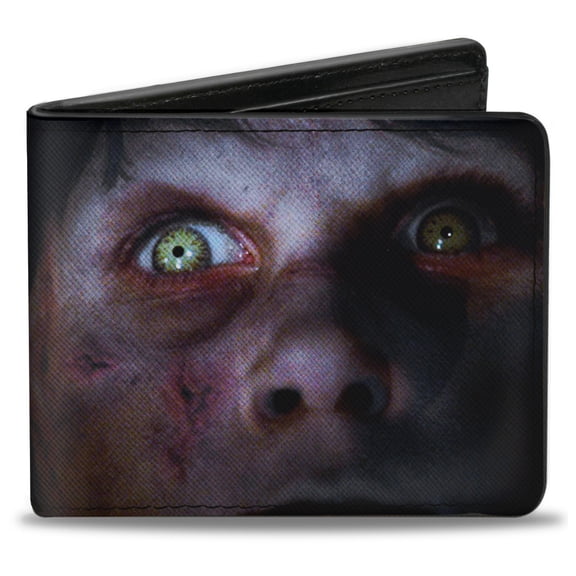 Warner Bros. Horror Movies Wallet, Bifold, The Exorcist Regans Face Close Up Logo Black White, Vegan Leather