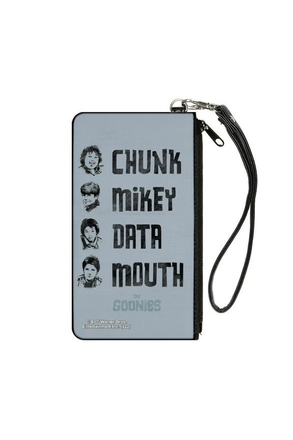 Warner Bros. Horror Movies Wallet, Zip Pouch, The Goonies Chunk Mikey Data Mouth Poses Periwinkle Black, Canvas