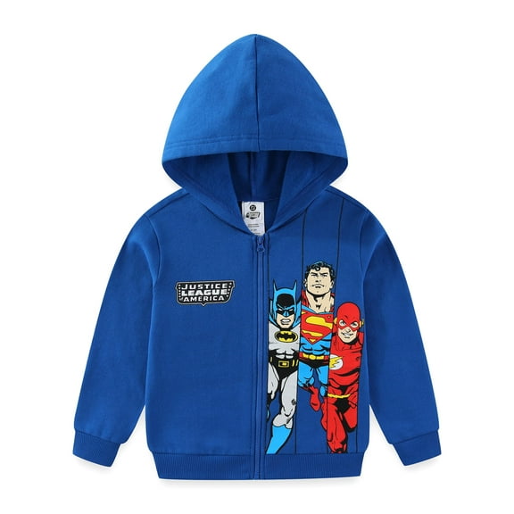 Warner Bros Justice League Zip Up Fleece Hoodie (Boys), Sizes 3T-10