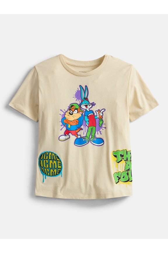 Warner Bros Looney Tunes Neon Patch Front & Back T-shirt Sizes XS 4/5-XXL18/20
