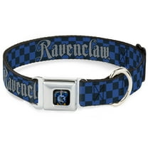 Warner Bros. Pet Collar, Dog Collar Metal Seatbelt Buckle, Harry Potter Ravenclaw Checker Blues Grays, 9.5 to 13 Inches 1.0 Inch Wide