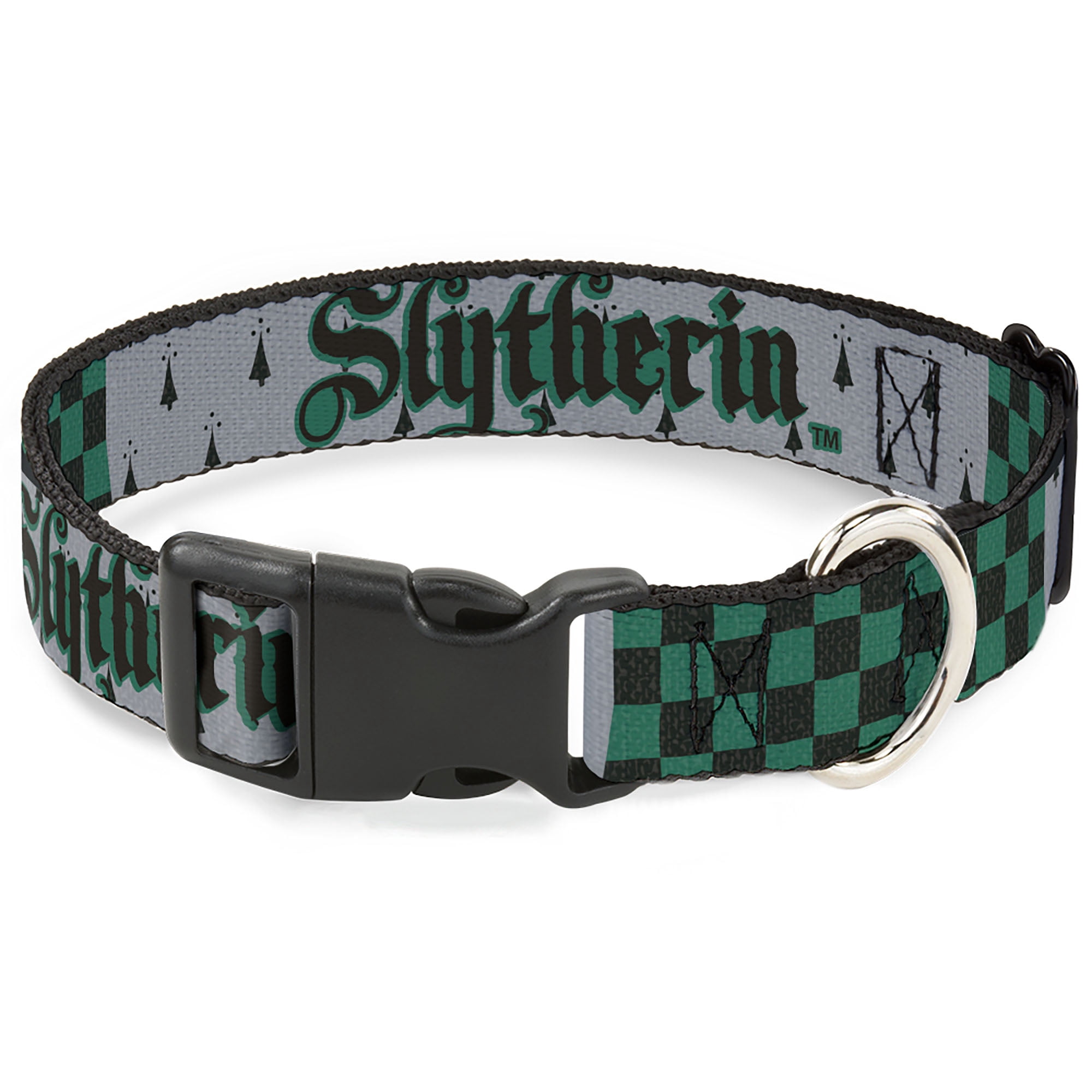 Harry Potter Slytherin Hundehalsband – Warner Bros. Lizenziert, Grau-grün, 38-61 Cm, 2,5 Cm Breit, Mit Sicherheitsgurtschnalle