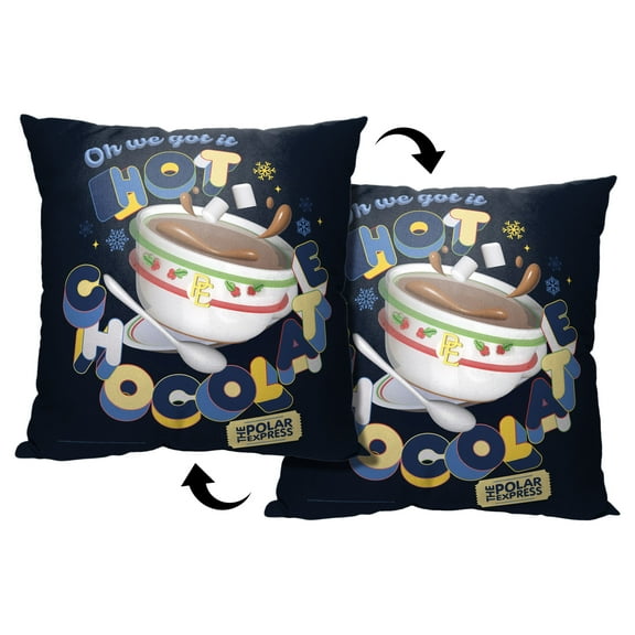 Warner Bros Polar Express Hot Chocolate Kids Printed Throw Pillow, 18 x 18 inches