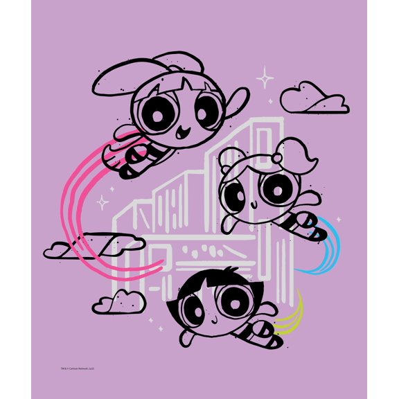 Warner Bros Powerpuff Girls Flying High Kids Silk Touch Throw Blanket