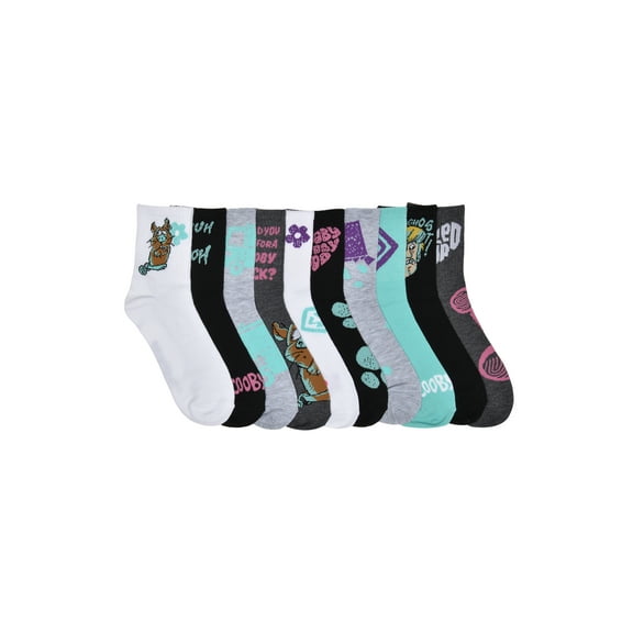 Warner Bros Scooby Doo Womens 10-Pack Crew Socks, Shoe Size 4-10