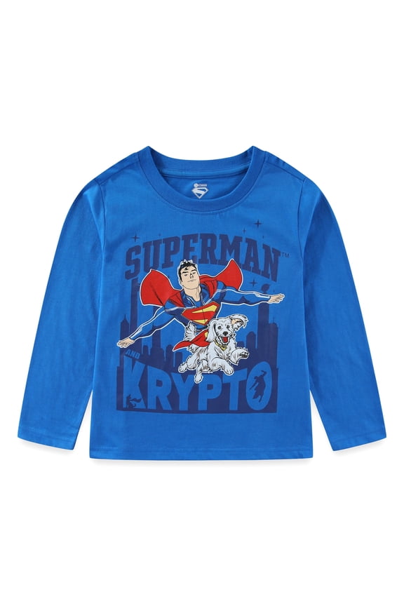 Warner Bros. Superman and Krypto Long Sleeve Shirt (Boys), Sizes 3T-7