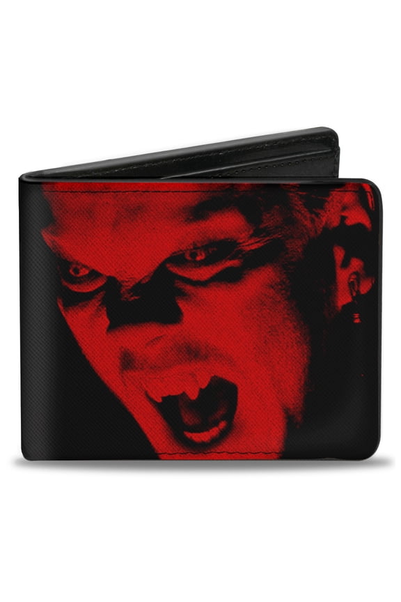 Warner Bros. Wallet, Bifold, The Lost Boys David Face Close Up Logo Black Reds White, Vegan Leather