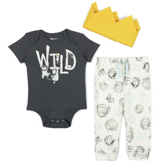 Warner Bros. Where the Wild Things Are Max Birthday Infant Baby Boys Bodysuit Pants and Hat 3 Piece Outfit Set Newborn to Infant