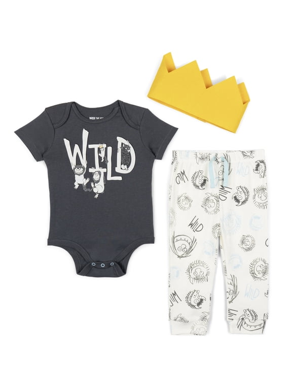 Where the Wild Things Are Max Birthday Infant Baby Boys Bodysuit Pants and Hat 3 Piece Outfit Set Newborn to Infant