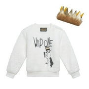 WARNER BROS. Where the Wild Things Are Max Cozy Sherpa Sweatshirt and Felt Faux Fur Crown Toddler to Little Kid
