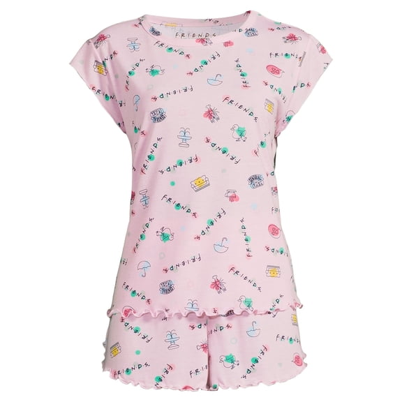 Warner Bros. Women's Friends Top and Shorts Pajama Set, 3-Piece