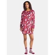 Harry Potter Women's and Women's Plus Holiday Print Henley Sleepshirt and Plush Socks Set, 2-Piece, Sizes XS-3X