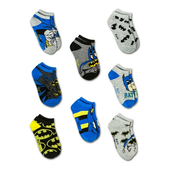 Warner Brothers Batman Assorted Print 8 Pack No-Show Socks